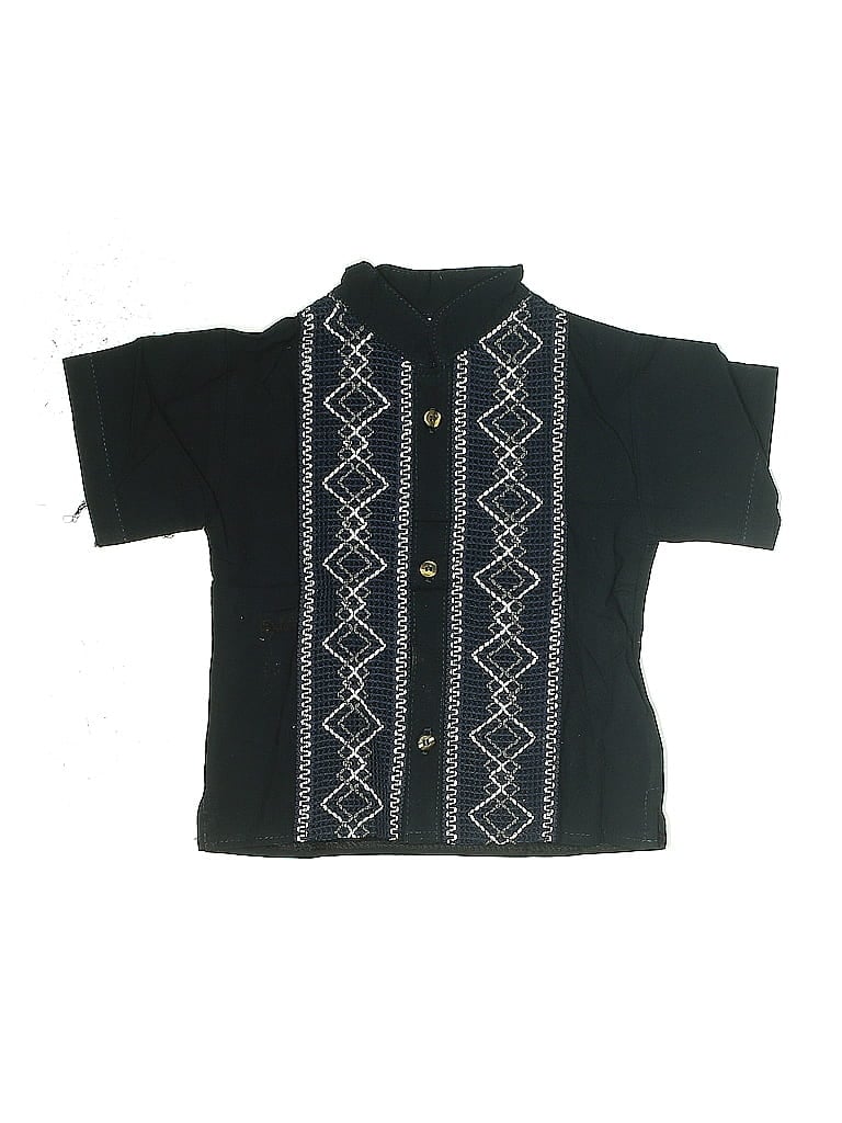 Pre-owned Unbranded Kids' Short Sleeve Button Down Shirt In Black