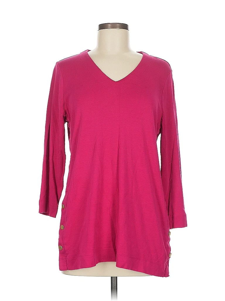 Pre-owned Chico's 3/4 Sleeve T-shirt In Pink