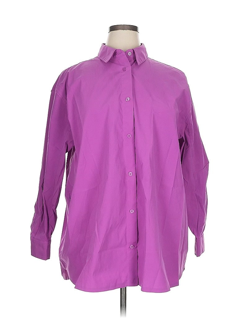 Click to view more detailed imagery on our partner's website Pre-owned Athleta Long Sleeve Button Down Shirt In Purple