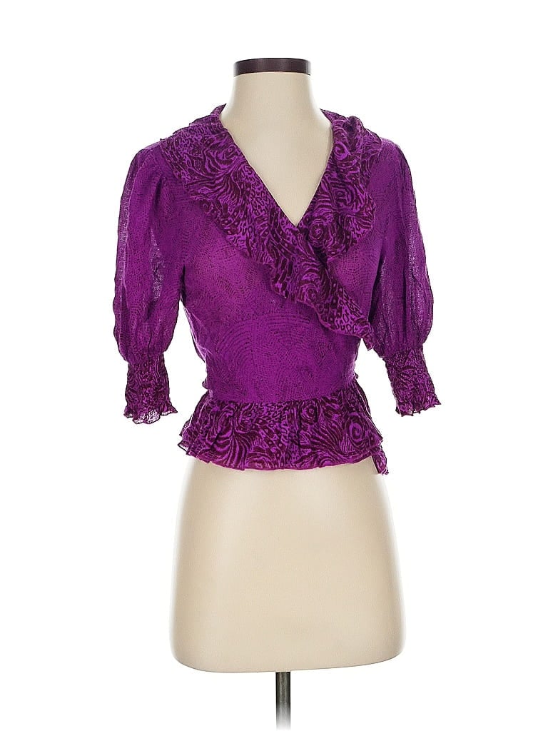 Pre-owned Free People 3/4 Sleeve Blouse In Purple