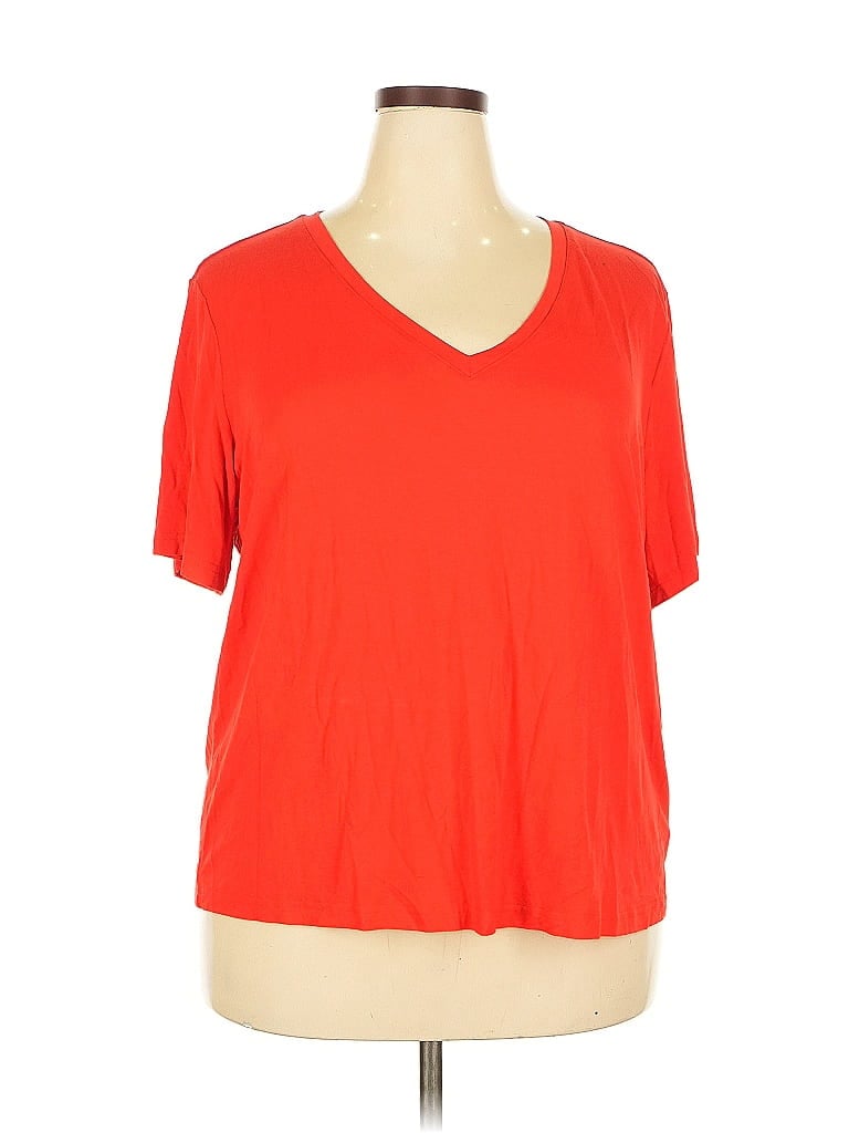 Shein Curve Short Sleeve T-shirt In Red