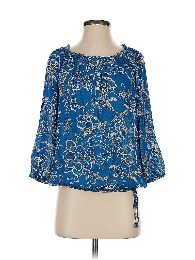 Pre-owned Lucky Brand 3/4 Sleeve Blouse In Blue