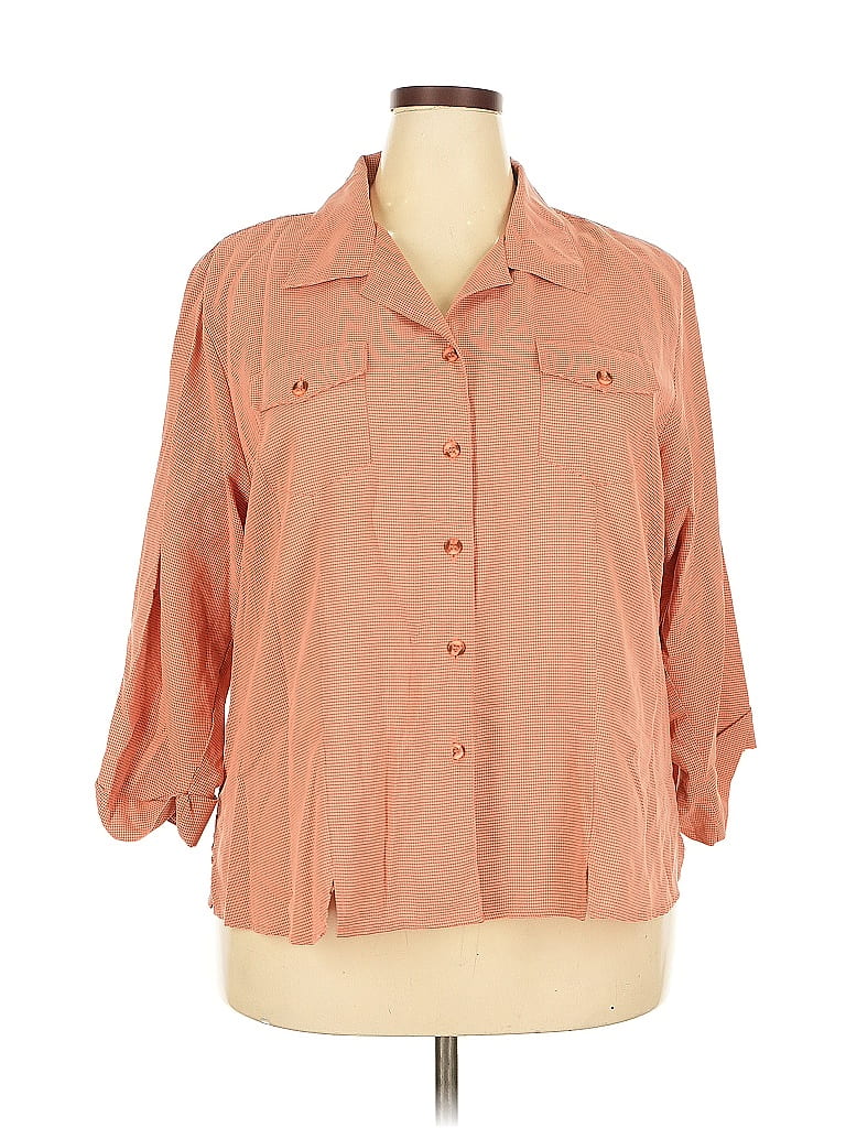 Pre-owned Dressbarn 3/4 Sleeve Button Down Shirt In Orange