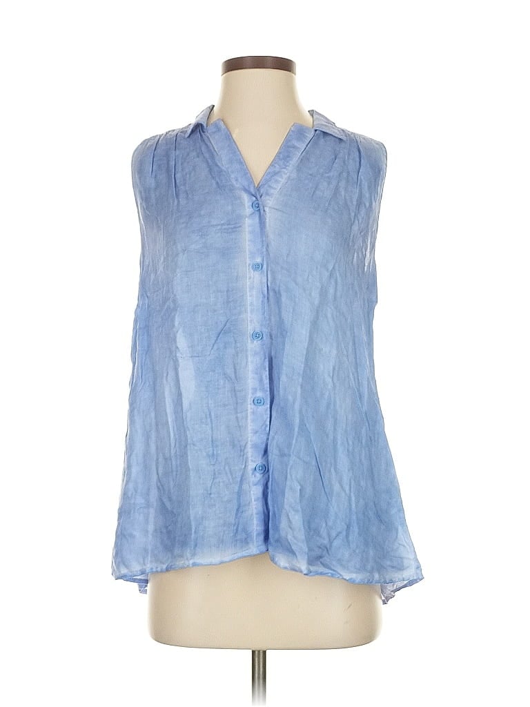 Beachlunchlounge Sleeveless Button Down Shirt In Blue