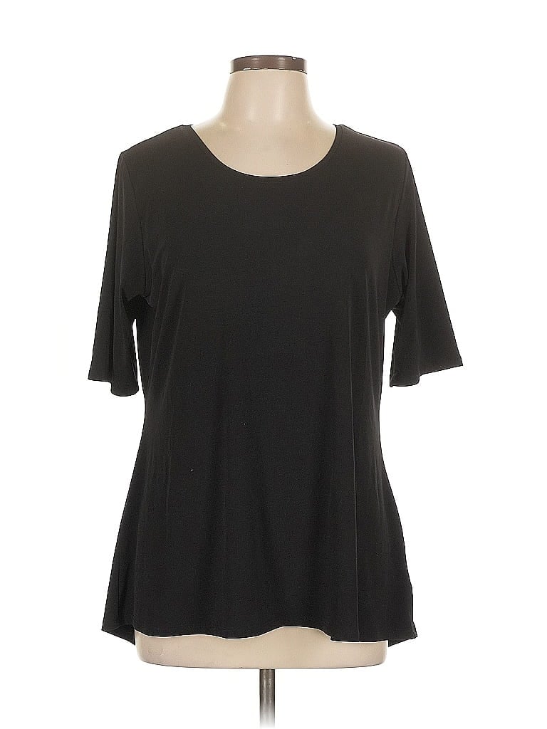 Pre-owned Coldwater Creek Short Sleeve Top Black Scoop Neck Tops