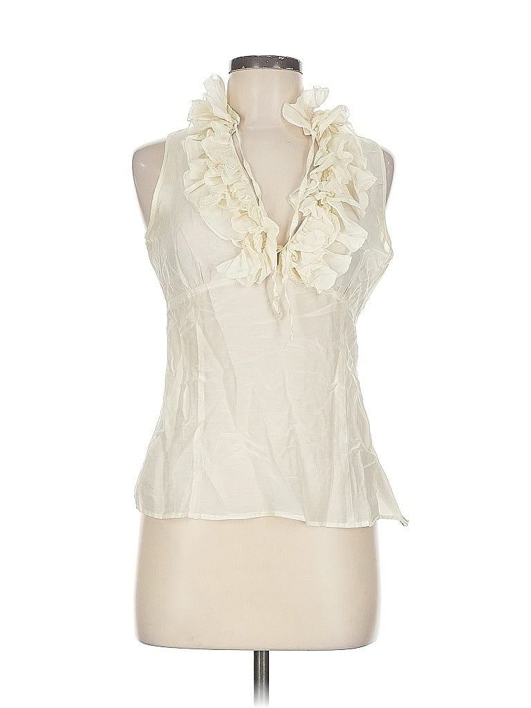 Pre-owned Zara Basic Tank Top Ivory Halter Neckline Tops In White