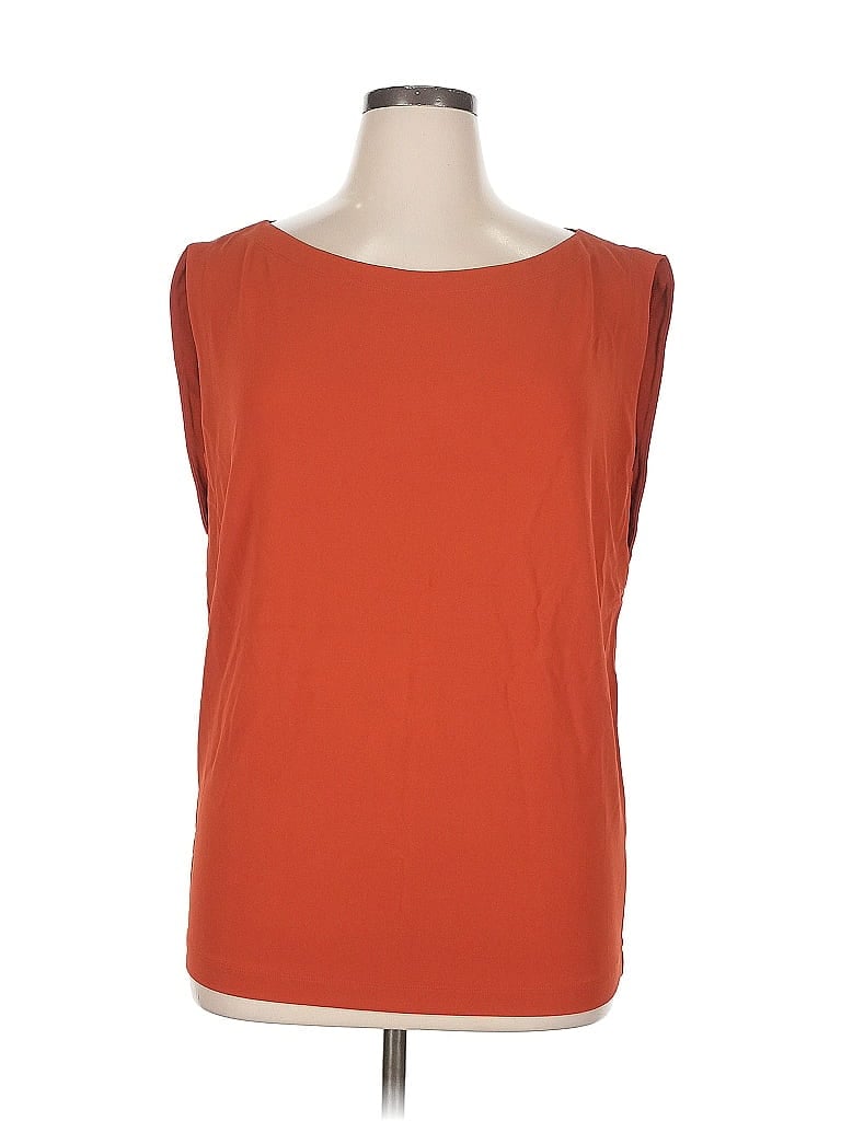 Pre-owned Lafayette 148 Sleeveless Top Orange Boatneck Tops