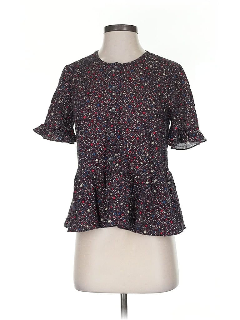 Pre-owned Madewell Short Sleeve Blouse In Black