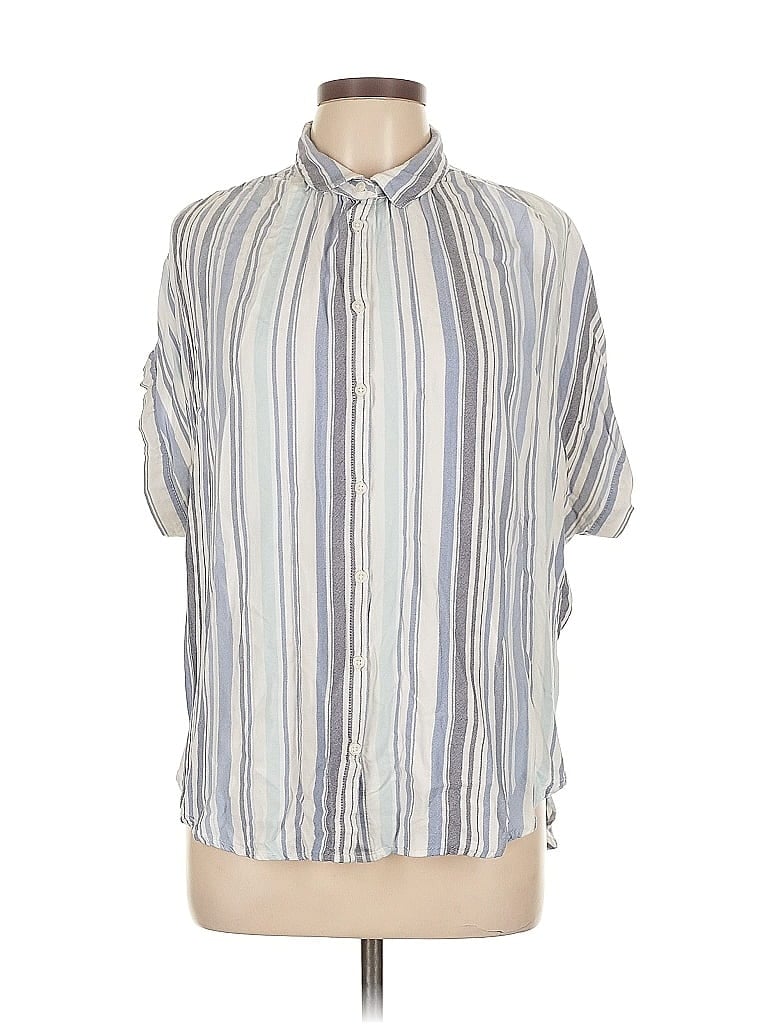 Pre-owned Walmart Short Sleeve Button Down Shirt In Blue