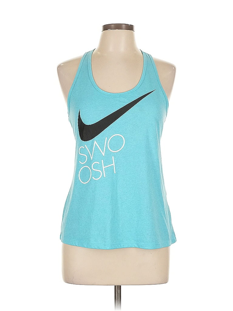Pre-owned Nike Tank Top Blue Halter Neckline Tops