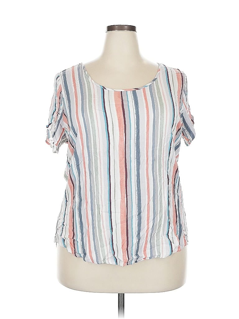 Pre-owned Torrid Short Sleeve Blouse In White