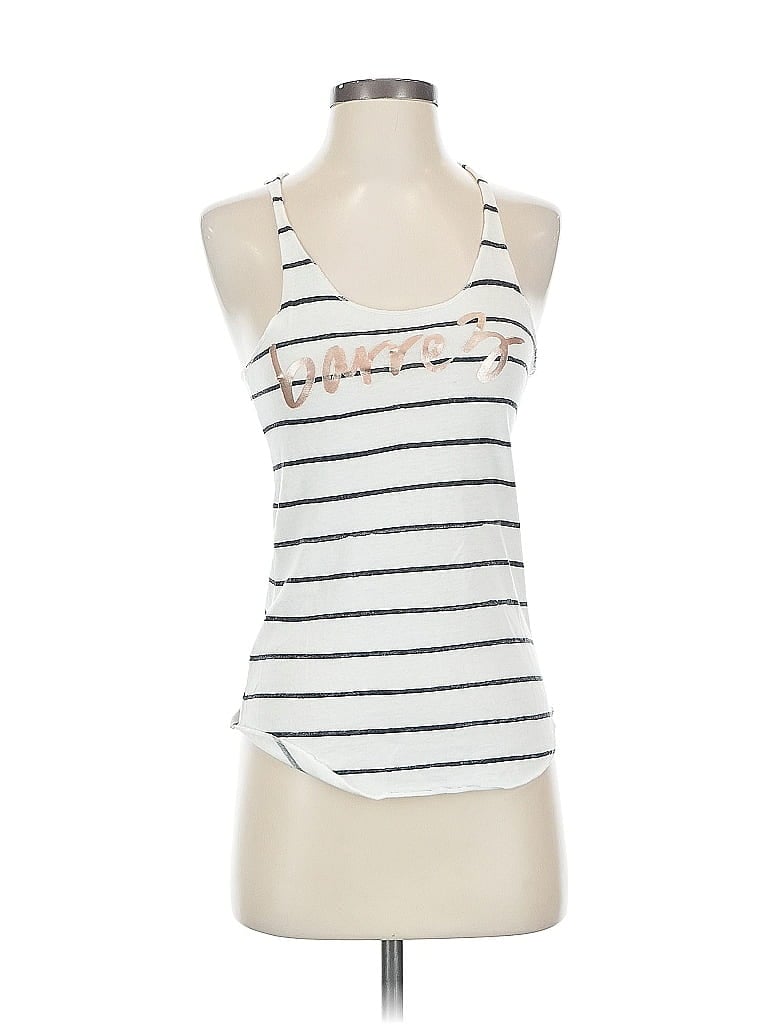 Pre-owned Sage Collective Tank Top Ivory Stripes Pattern Scoop Neck Tops In White