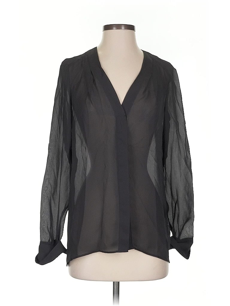 Pre-owned H&m Long Sleeve Blouse In Black