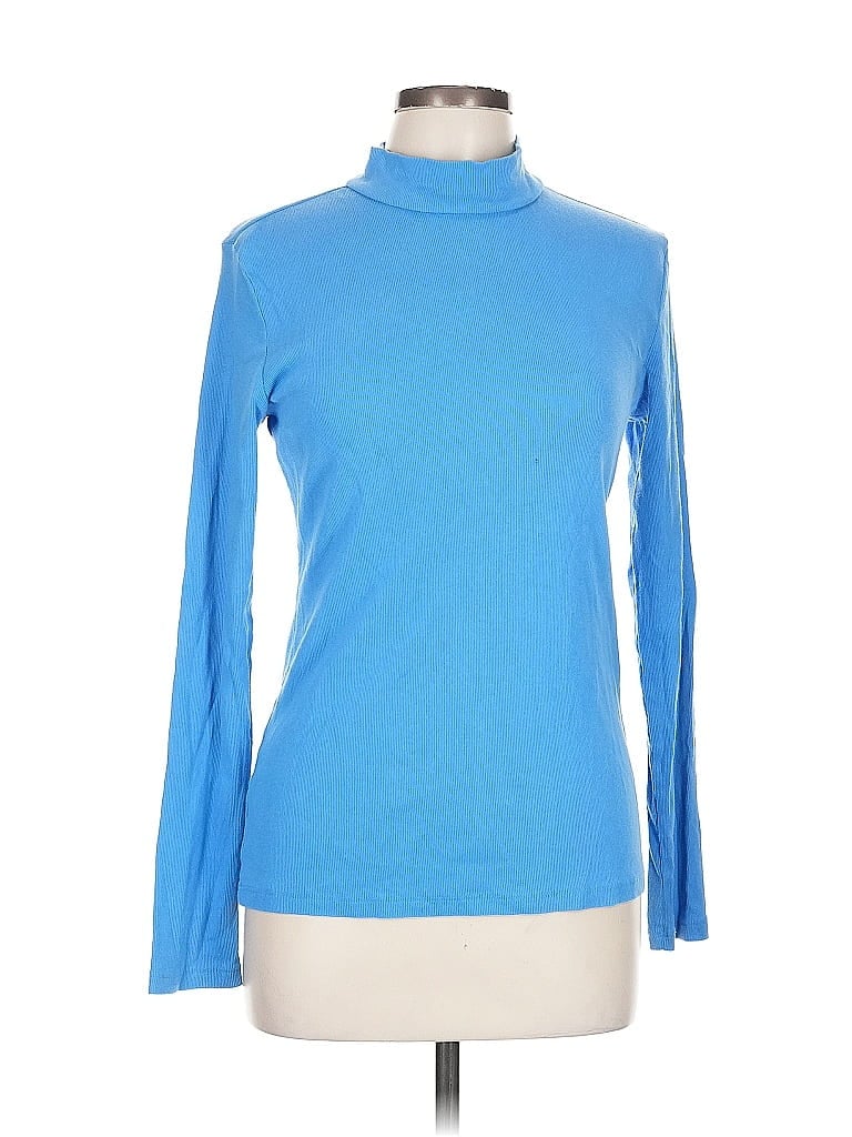 Pre-owned Banana Republic Factory Store Long Sleeve Top Blue Turtleneck Tops