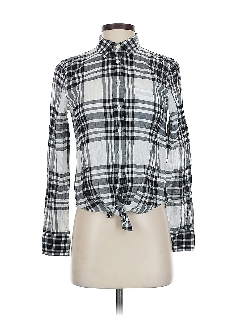 Pre-owned J.crew Factory Store Long Sleeve Blouse In Gray