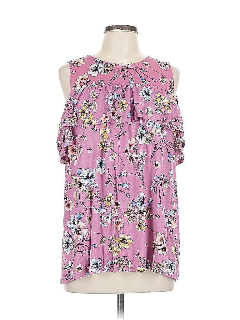 Pre-owned Mts Tank Top Pink Cold Shoulder Neckline Tops