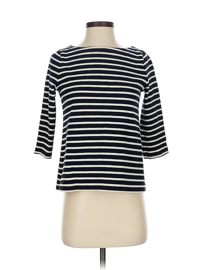 Pre-owned Ann Taylor Loft 3/4 Sleeve Top Black Boatneck Tops