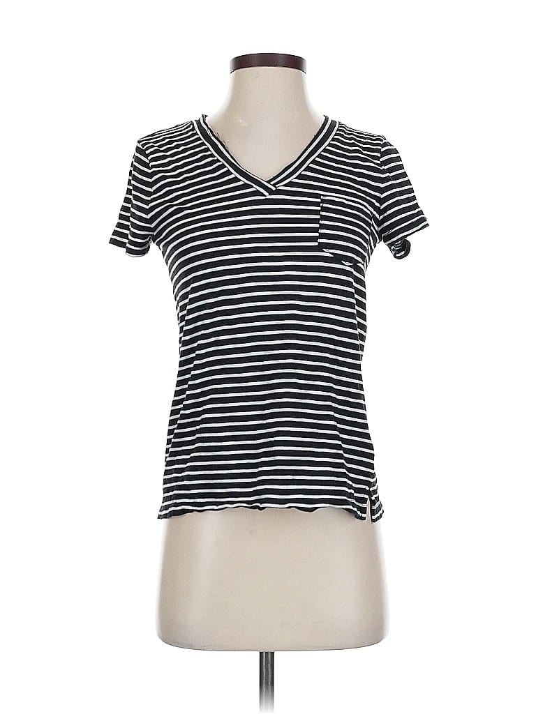 Pre-owned Caslon Short Sleeve Top Black V Neck Tops