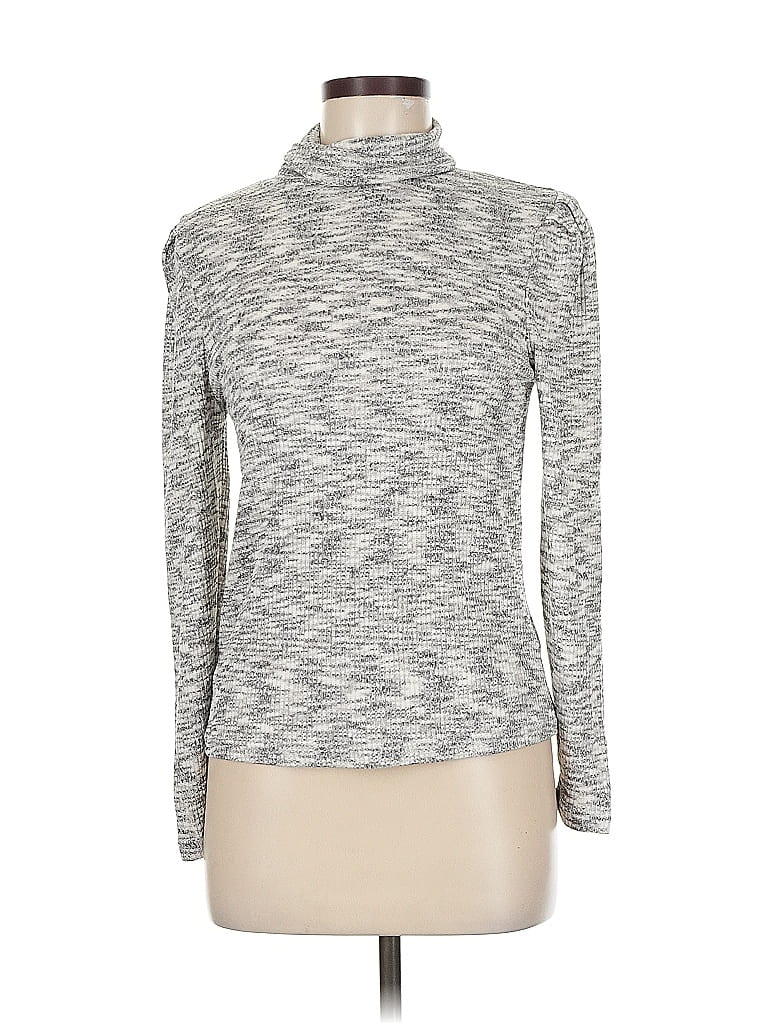 Angels Long Sleeve Top Silver Turtleneck Tops In Gray