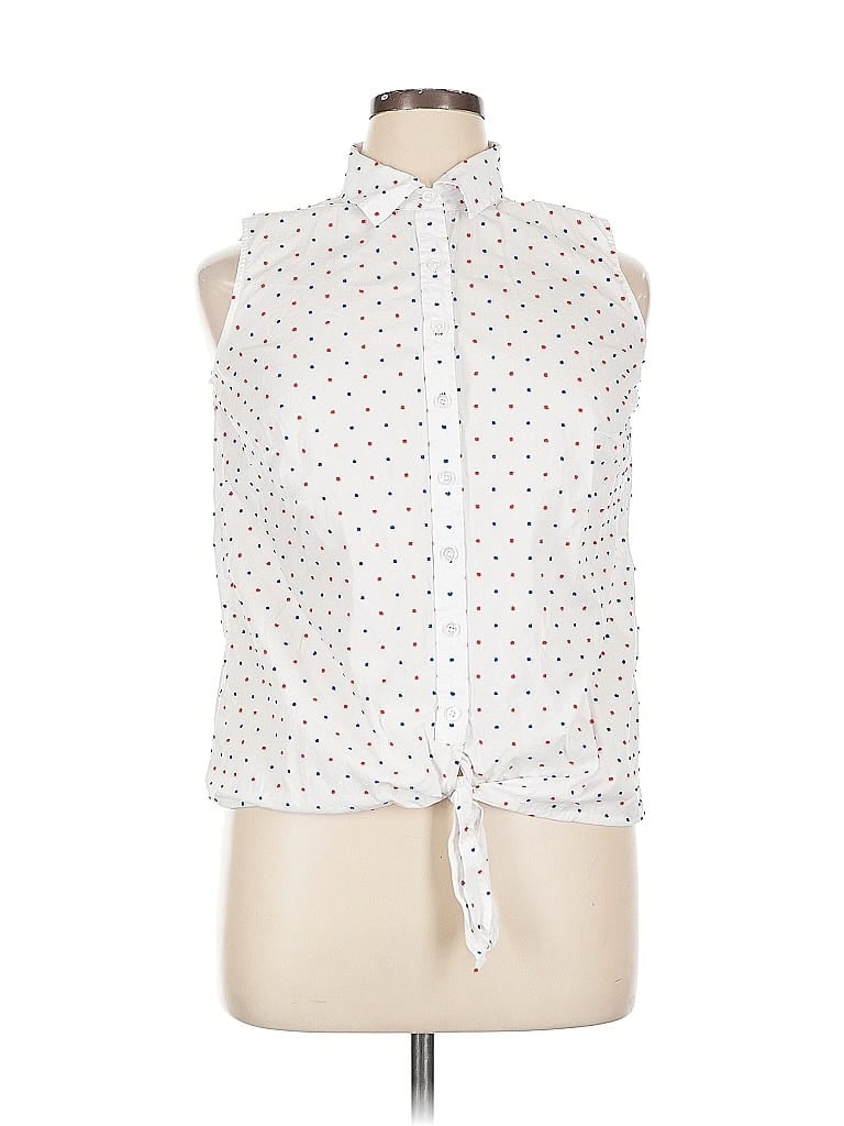 Pre-owned Talbots Outlet Sleeveless Button Down Shirt In White
