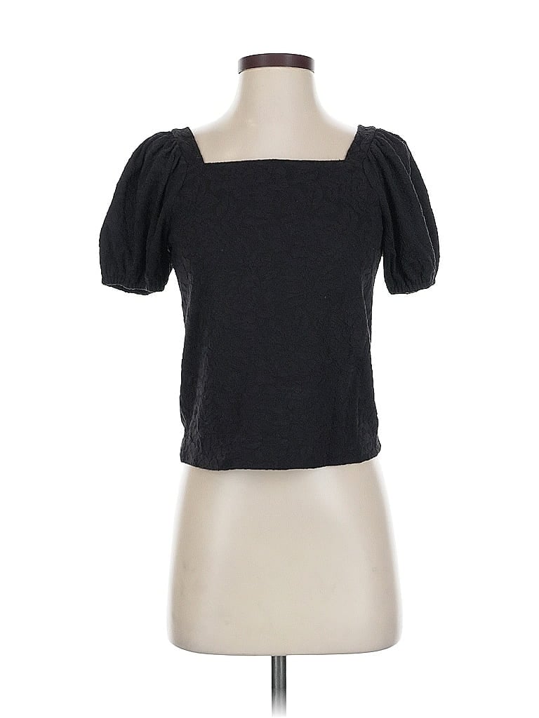 Pre-owned Ann Taylor Loft Short Sleeve Top Black Square Neckline Tops