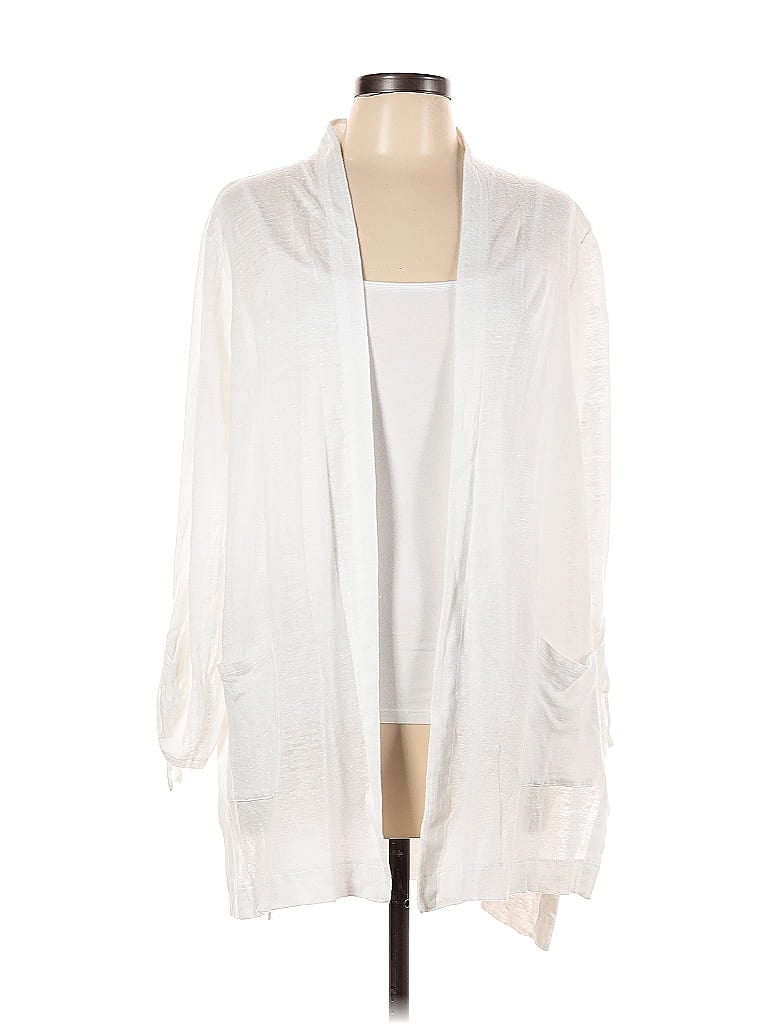 Pre-owned Jjill Cardigan Sweater In White