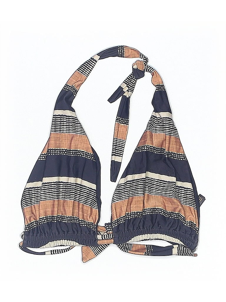 Pre-owned Vix By Paula Hermanny Swimsuit Top Brown Stripes Pattern Swimwear