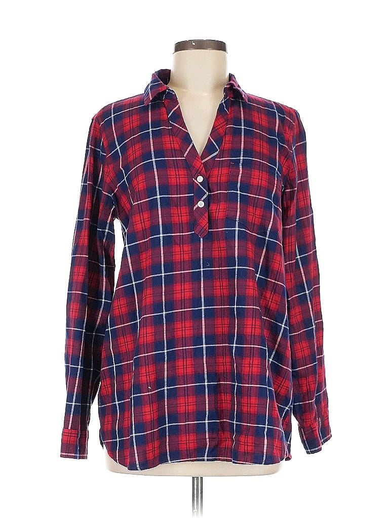 Pre-owned J.crew Factory Store Long Sleeve Blouse In Red