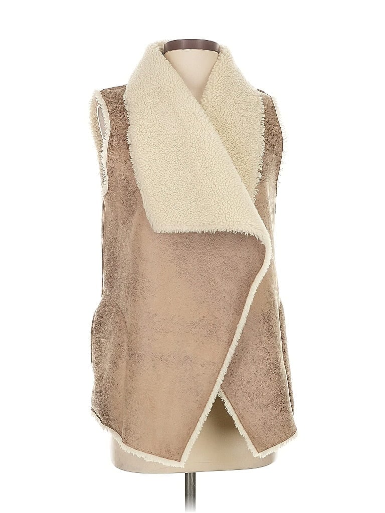 Pre-owned Velvet By Graham & Spencer Faux Fur Vest In Brown