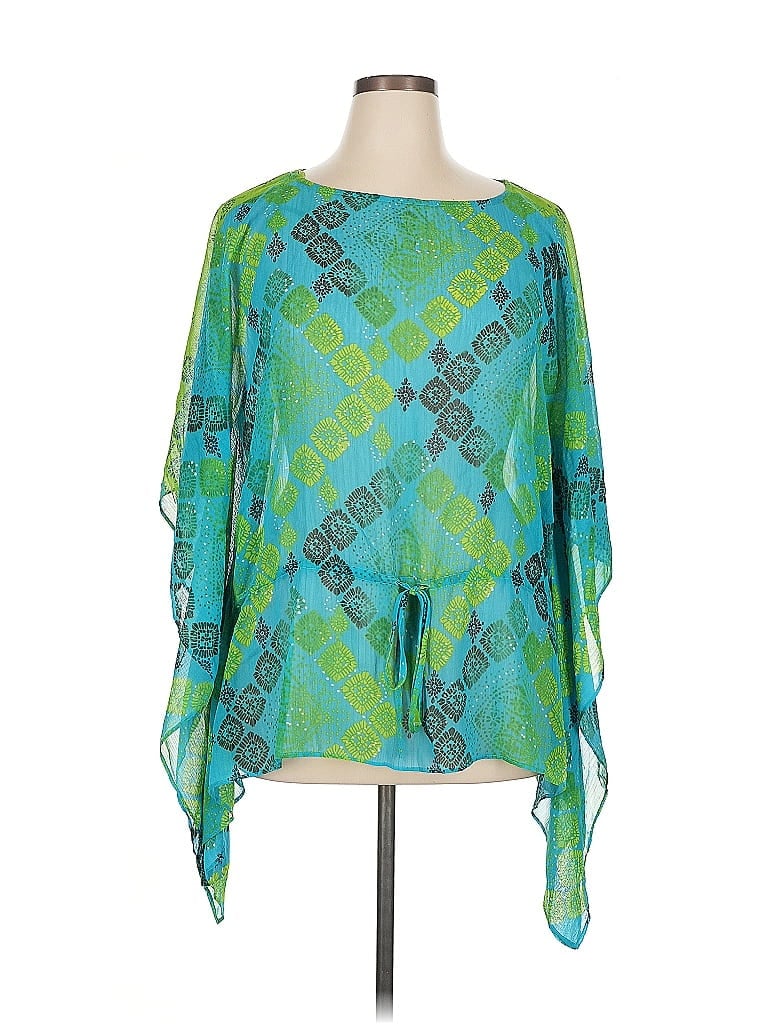 Pre-owned Jones New York Signature 3/4 Sleeve Blouse In Green