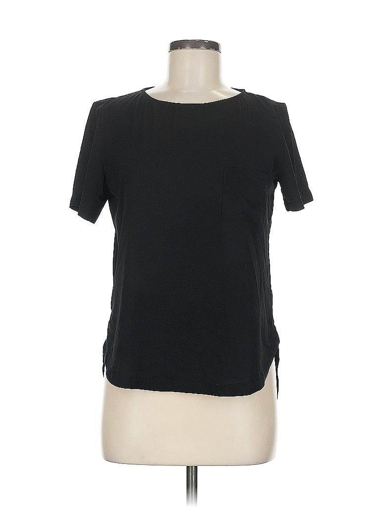 Pre-owned Mango Short Sleeve Top Black Crew Neck Tops