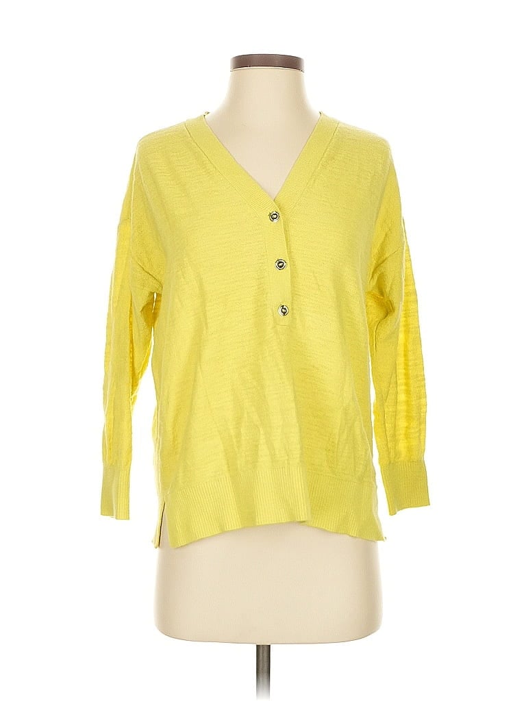 Pre-owned Ann Taylor Loft Cardigan Sweater In Yellow