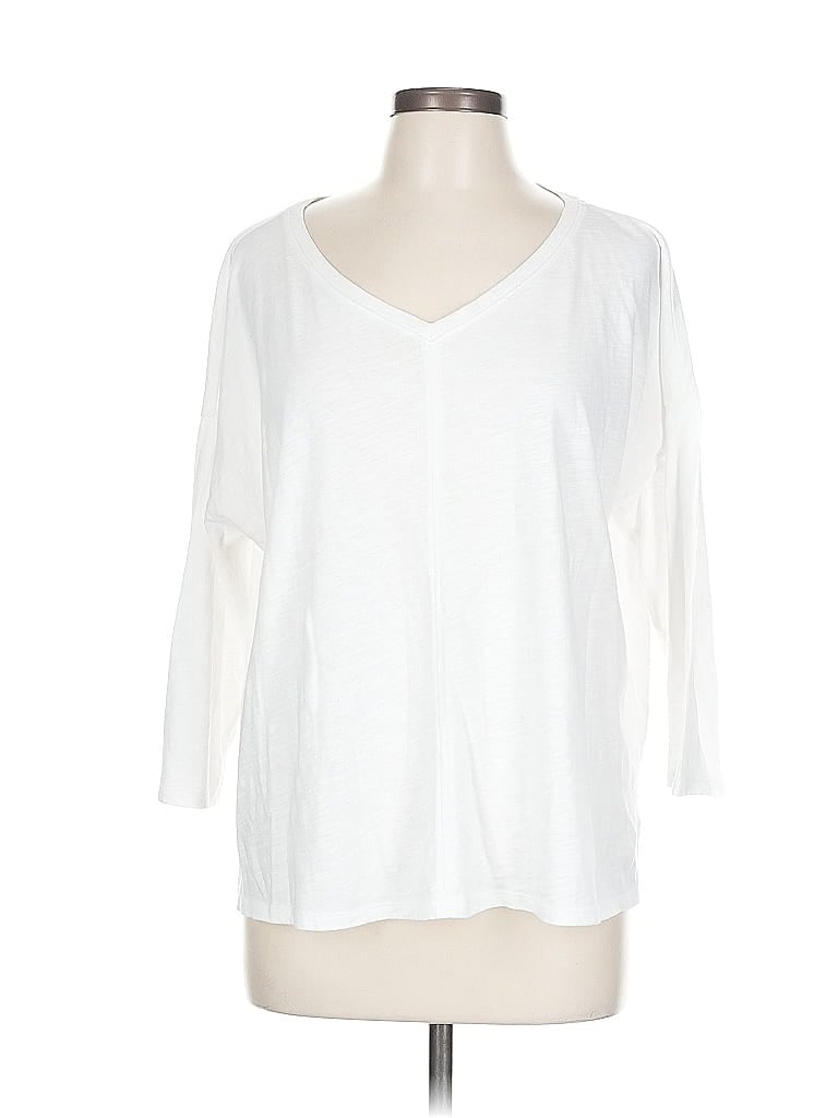 Pre-owned Eileen Fisher 3/4 Sleeve T-shirt In White