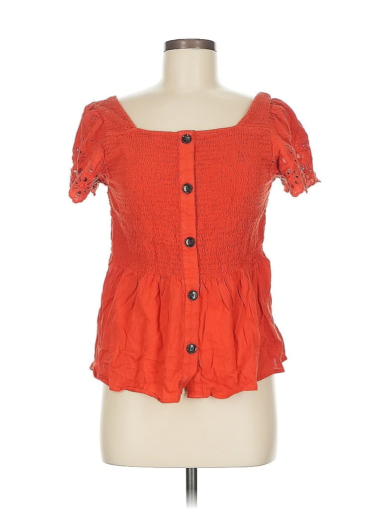 Pre-owned Madewell Short Sleeve Blouse In Orange
