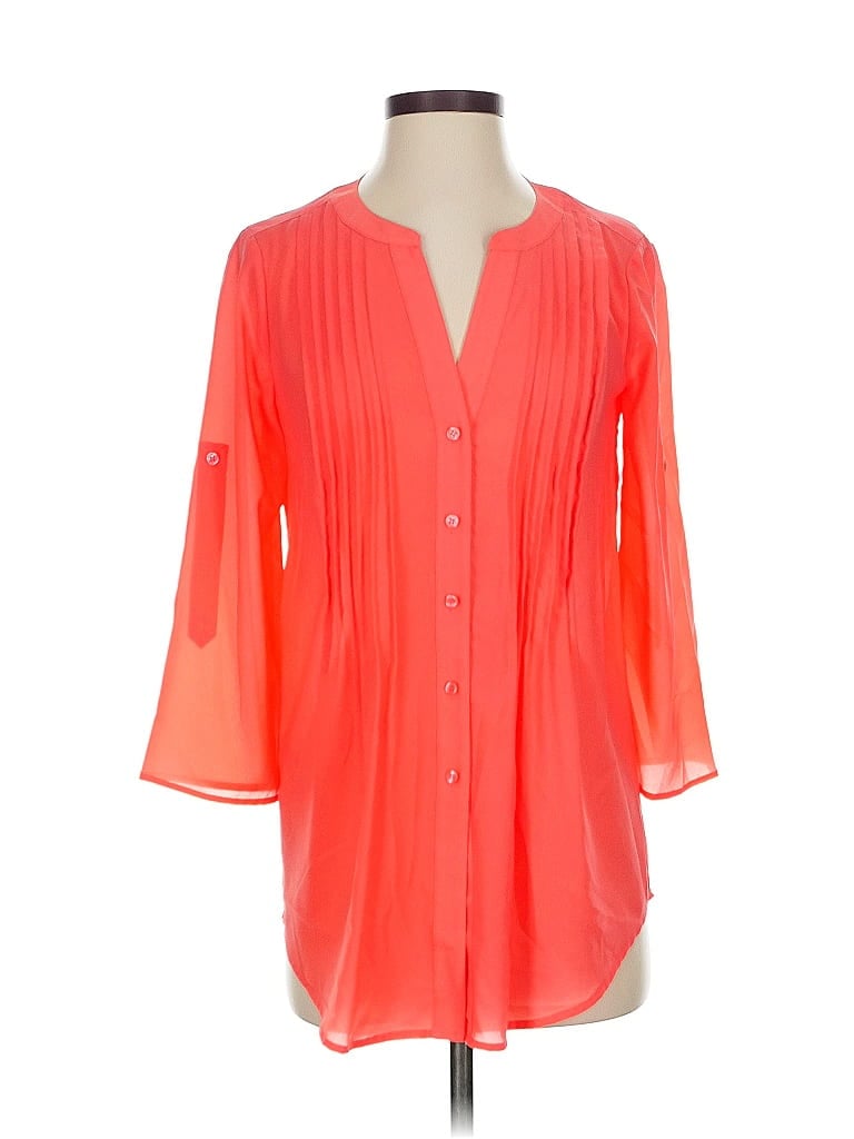 Pre-owned Bcbgmaxazria 3/4 Sleeve Blouse In Orange