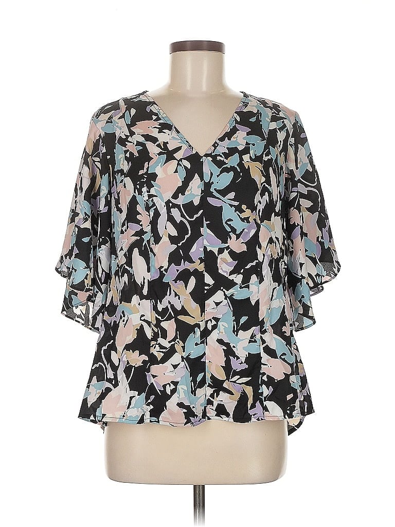 Pre-owned Donna Karan Short Sleeve Blouse In Black