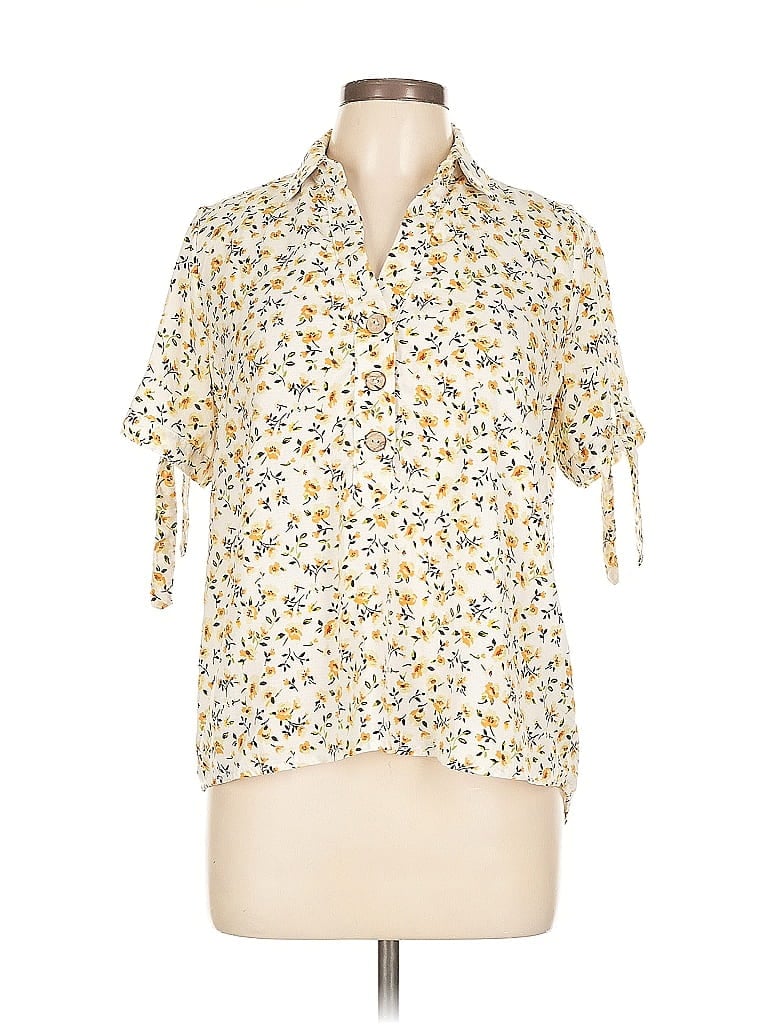 Pre-owned Haute Monde Short Sleeve Blouse In Yellow