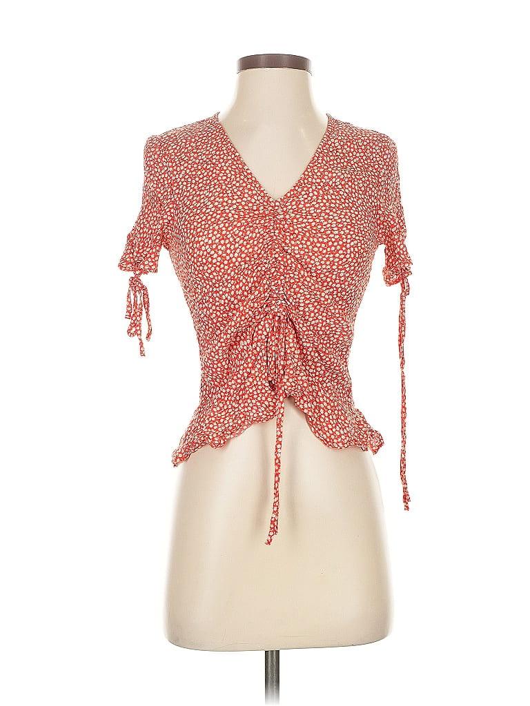 Pre-owned H&m Short Sleeve Blouse In Orange
