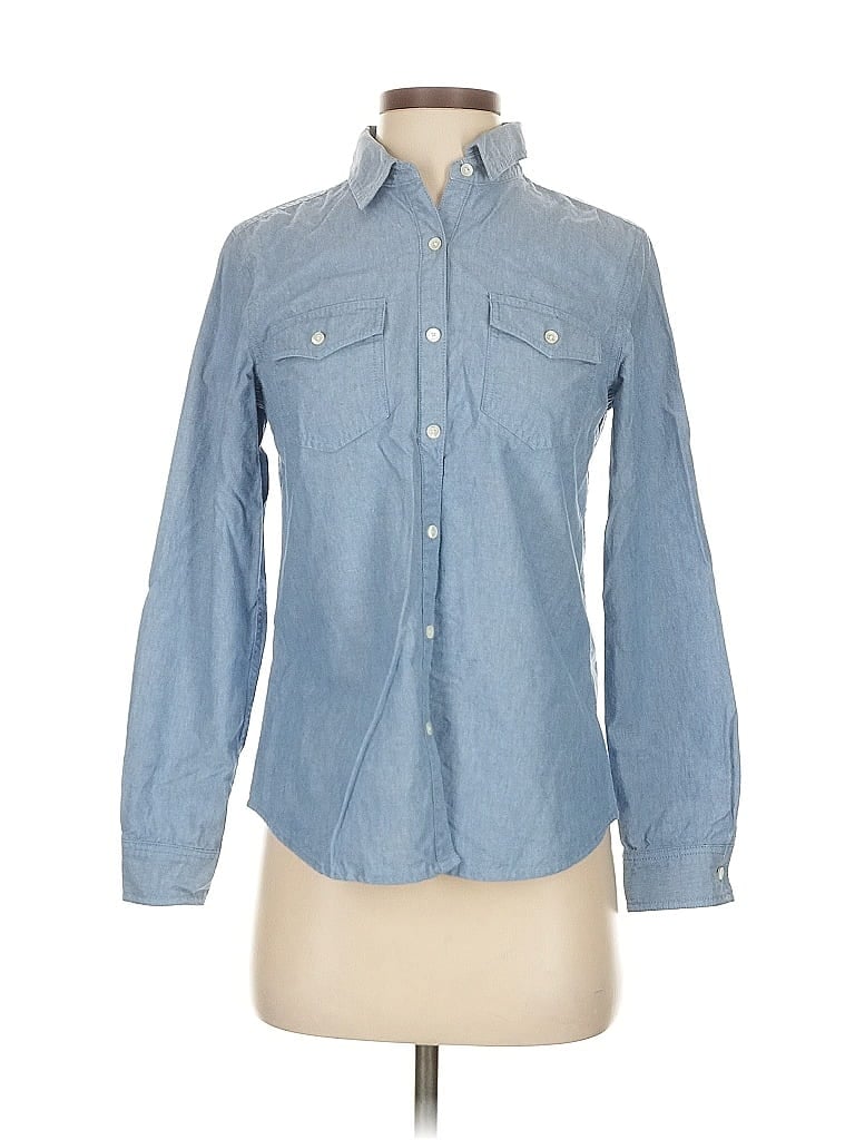 Pre-owned J. Mclaughlin Long Sleeve Button Down Shirt In Blue