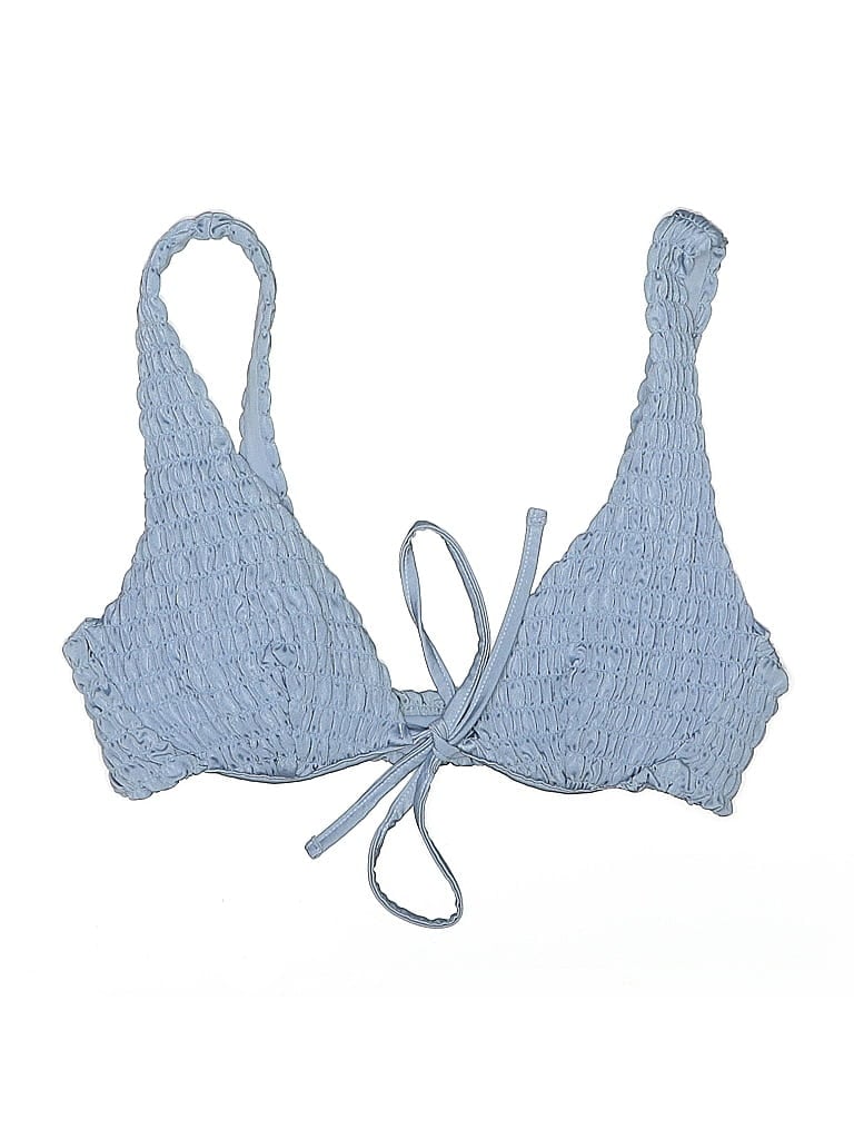 Pre-owned Asos Design Swimsuit Top Blue Tweed Pattern Swimwear