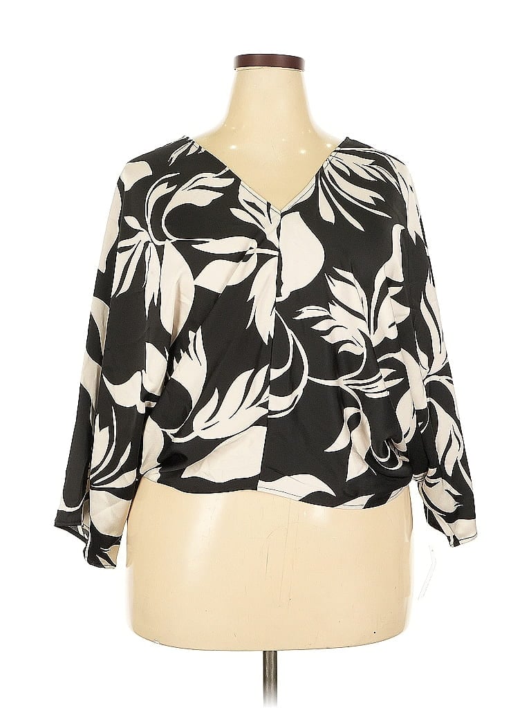 Pre-owned Nine West 3/4 Sleeve Blouse In Black