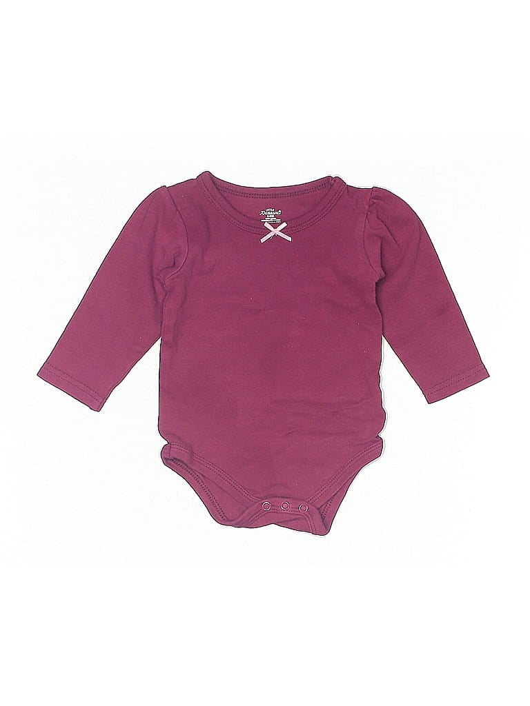 Pre-owned Little Treasure Babies' Long Sleeve Onesie In Burgundy