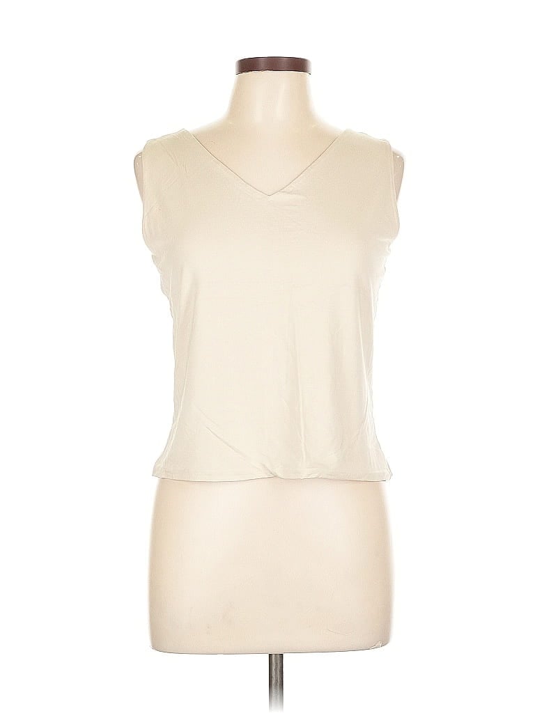 Pre-owned Doncaster Collection Sleeveless Top Tan V Neck Tops In Brown