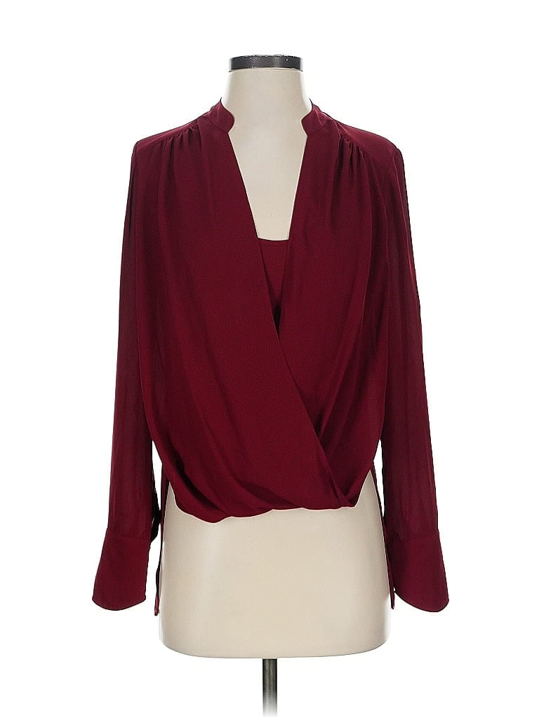 Pre-owned Bcbgmaxazria Long Sleeve Blouse In Burgundy
