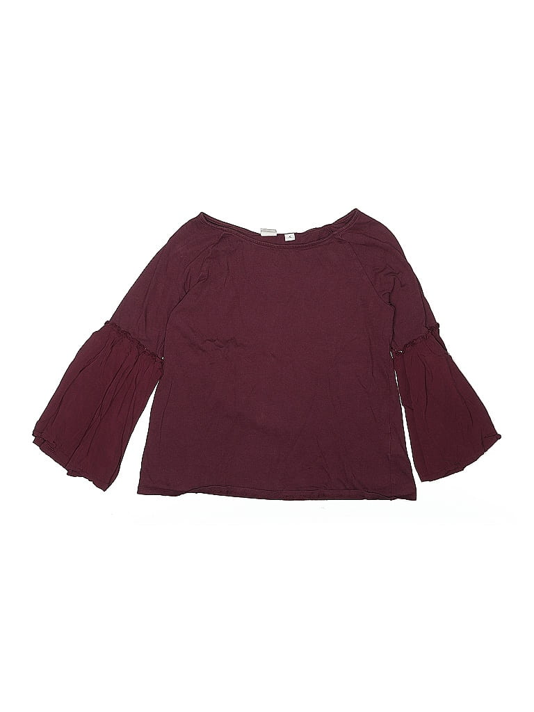 Pre-owned Gap Kids' 3/4 Sleeve Top Burgundy Boatneck Tops