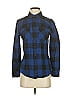 BeachLunchLounge Plaid Blue Long Sleeve Button-Down Shirt Size XS - photo 1