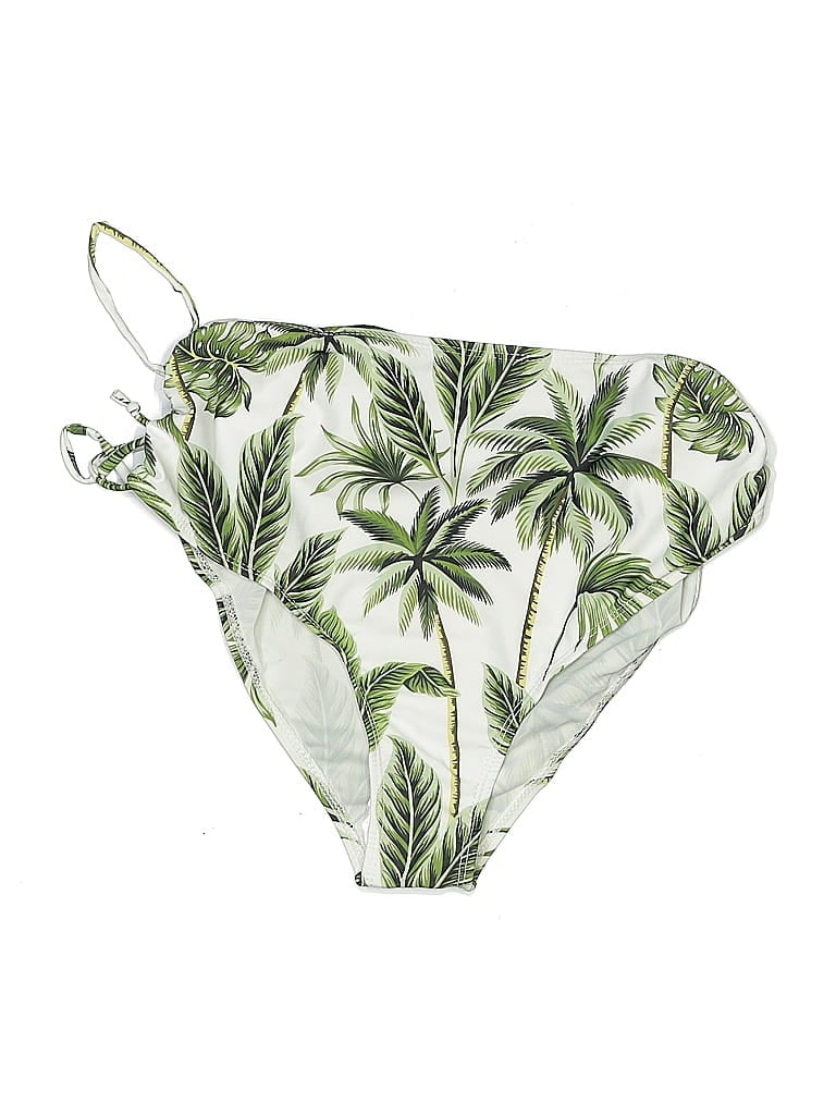 Pre-owned Unbranded Swimsuit Top Green Tropical Pattern Swimwear