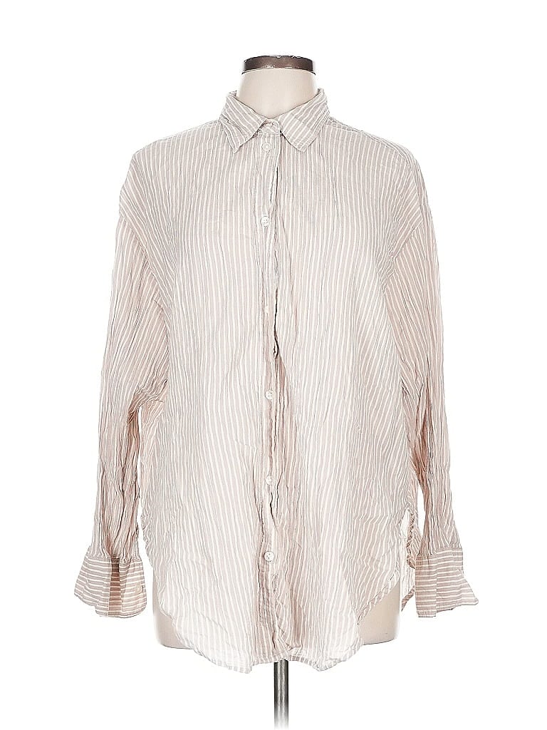 Pre-owned H&m Long Sleeve Button Down Shirt In White