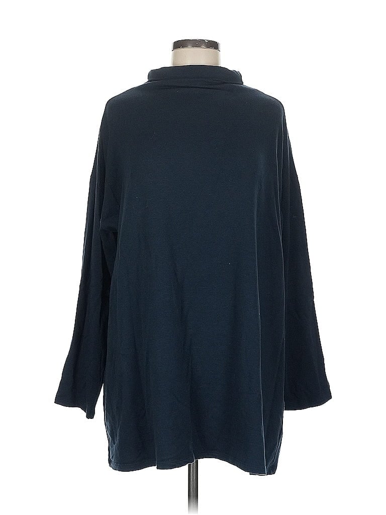 Pre-owned Eileen Fisher Turtleneck Sweater In Blue