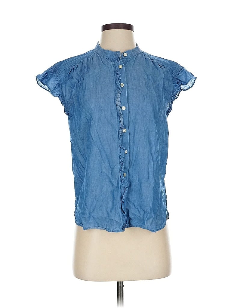 Pre-owned Ann Taylor Loft Sleeveless Button Down Shirt In Blue